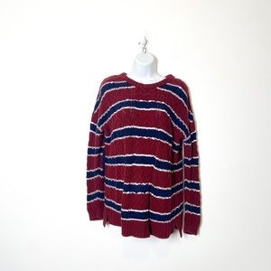 BDG Cotton Nautical Oversized Knit Crewneck Sweater
